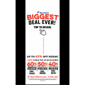Dominos - Biggest Deal Ever: 60% Off Large Premium Pizzas | 50% Off Large Traditional Pizzas |  40% Off New Yorker Large