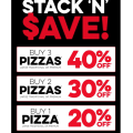 Dominos - Spend &amp; Save: 20% Off 1 Pizza | 30% Off 2 Pizzas | 40% Off 3 Pizzas (code)! Today Only