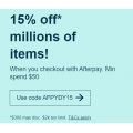 eBay - Afterpay Day Sale: 15% Off Millions of Items (code)! Minimum Spend $50