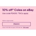 eBay Coles  - 10% Off Orders (code)! Minimum Spend $80 [Plus Members Only]