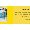 Coles - 50% Off Energizer Batteries e.g. Energizer Advanced Max Plus AA Alkaline Batteries $8.35 (Was $16.80) etc.