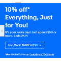 eBay - 10% Off Everything - Minimum Spend $50 (code)! Eligible Customers Only