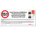 Coles - 15% Off Events Cinemas, RedBalloon, The Restaurant Choice and Gourmet Traveller Restaurant Gift Cards