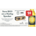 First Choice Liquor - $100 Off on Marley Speaker with Byron Bay Brewery Premium Lager Case $50/24 Bottles