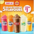 Hungry Jack&#039;s - 5 Brain Freezing Frozen Coke, Sprite &amp; Fanta flavours  just $1 Each