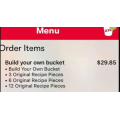 KFC - Build Your Own Bucket: 3 Original Recipe Pieces + 6 Original Recipe Pieces + 12 Original Recipe Pieces $29.85 via App