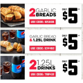 Dominos - 2 Garlic Breads $5 | Garlic Bread &amp; 1.25L Drink $5 | 2 1.25L Drinks $5 (codes)