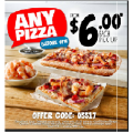 $6 on Any Pizza @ Domino&#039;s!  pick up before 6pm TODAY, online only!