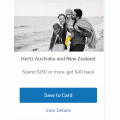 Hertz Australia and New Zealand - Spend $150 or more, Get $40 Back via AMEX