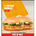 Hungry Jacks - 2 Chicken Royale Burgers $5 Pick-Up via App (All States)