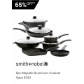 Harris Scarfe - SMITH &amp; NOBEL Majestic Aluminium Cookset 8pc $159.95 (Was $499.95)