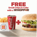 Hungry Jack&#039;s - FREE Chips &amp; Coke with Whopper or Veggie Whopper (Participaring Stores Only)