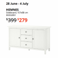 IKEA - Small Prices Big Savings Sale: Up to 70% Off + Extra $10 Off Voucher e.g. HEMNES Sideboard, 157x88cm $279 (Was $399); NORSBORG Cover $21 (Was $70) etc.