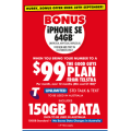 The Good Guys - Bonus iPhone SE 64GB with Unlimited Talk &amp; Text 150GB Telstra Powered SIM Plan $99/Month (New Customers Only)