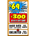JB Hi-Fi - Bonus $300 JB Hi-Fi Gift Card w/ Unlimited Talk &amp; Text 80GB Telstra Powered Mobile Data Plan $69/Month! In-Store Only