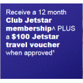 Jetstar - Receive a 12 month Club Jetstar Membership + $100 Jetstar Travel Voucher with Jetstar Mastercard 