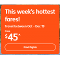 Jetstar - Week’s Hottest Fares Frenzy: Domestic Fares from $45 e.g. Sydney → Melbourne $45
