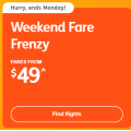 Jetstar - Weekend Fare Frenzy: Domestic Flights from $49 e.g. Ballina Byron to Sydney $49 etc.