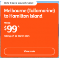 Jetstar - 36hr Route Launch Sale: Fly from Melbourne (Tullamarine) to Hamilton Island $99