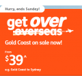 Jetstar - Get Over Overseas Sale: Domestic Flights from $39 e.g. Gold Coast to Sydney $39 etc.