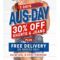 Just Jeans Aus Day Sale - 30% Off Shorts &amp; Jeans (In-Store &amp; Online)