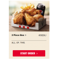 KFC - 3 Piece Box $11.95 [3 Pieces Original Recipe Chicken; Regular Chips;  Dinner Roll; Regular Potato &amp; Gravy; Drink]