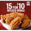 KFC - Long Weekend Offer: 15 Wicked Wings for $10 with App - Starts Sat 6th June