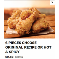 KFC - 6 Original Recipe / Hot &amp; Spicy Chicken Pieces $14.95 (All States)