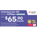 Kogan - Christmas Special: Gold Unlimited Data Premium nbn 100 83Mbps Internet $65.90/Month for First 6 Months (Was $85.90)!