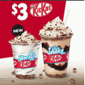 Hungry Jacks - Creamy Chocolate Kit Kat Storm or Kit Kat Deluxe Shake with Crispy Wafer Pieces $3