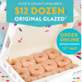 Krispy Kreme - 12 Original Glazed Doughnuts $12 via Click&amp;Collect - Today Only [NSW, WA, QLD &amp; VIC]