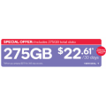Kogan - Extra Data Offer: Kogan Mobile Prepaid Voucher Large 275GB for 365 Days Plan + Extra $20 Credit ($22.61/30 Days)