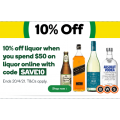 Woolworths - 10% Off Liquor Online - Minimum Spend $50 (code)