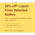 eBay - 20% Off Liquor from Selected Retailers (code)! [GraysOnline; Wine Market; Direct Wine Cellars etc.]