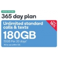 Kogan - Unlimited Talk &amp; Text 180GB 365 Days Mobile Plan $180 (code)! Was $215