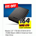 MSY - Maxtor 2.5&quot; 1TB  USB3.0 External Hard Disk Drive $64 ($15 Off)