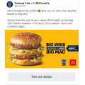 McDonald&#039;s - Free Big Mac via Facebook Post - (10:30 A.M - 2:30 P.M) Today! VIC Only