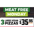 Dominos - 3 Vegan Pizzas $35.95 Delivered (code)