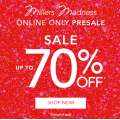 Millers - Madness Online Sale: Up to 70% Off Everything e.g. Short Sleeve Floral Placement Top $8 (Was $35); Crinkle