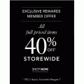 Millers - Exclusive Rewards Member Offer: 40% Off Full-Priced Items 
