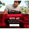 Myer - Tuesday Special Deal: Take a Further 40% Off Original Price of Men’s Polos, Tees &amp; Jeans