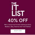 Myer - The IT LIST Sale: Take a Further 40% Off Men&#039;s Casual &amp; Formal Clothing Clearance Items - Starts Today