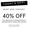 Myer - Daily Deal: Take a Further 40% Off Men&#039;s Clothing Range (In-Store &amp; Online)