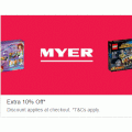 eBay Myer - Extra 10% Off on all Orders (No Minimum Spend) + Noticable Bargains! 1 Week Only