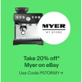 eBay Myer - 20% Off Storewide (code)! Starts 10 A.M Today 