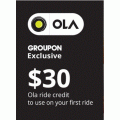 Ola - $5 for $30 Credit Towards Your First Ola Ride - New Users Only @ Groupon