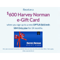 Harvey Norman - Bonus $600 Harvey Norman Gift Card with Unlimited Talk &amp; Text 80GB Optus Powered SIM Data Plan $65/Month (Min. Cost $1560 over 12 Months)
