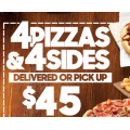 Pizza Hut - Latest Offers e.g. 4 Pizzas &amp; 4 Sides $45 Pick-Up / Delivery; Free Garlic Bread with Any Large Pizza Purchase &amp; More (codes)