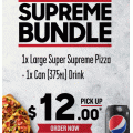 Pizza Hut - Large Super Supreme Pizza &amp; 375ml Drink Can $12 Pick-Up (code)