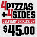 Pizza Hut - Latest Vouchers e.g. Free Garlic Bread with Any Large Pizza Purchase; 4 Pizzas + 4 Sides $45 Pick-Up / Delivery &amp; More (codes)